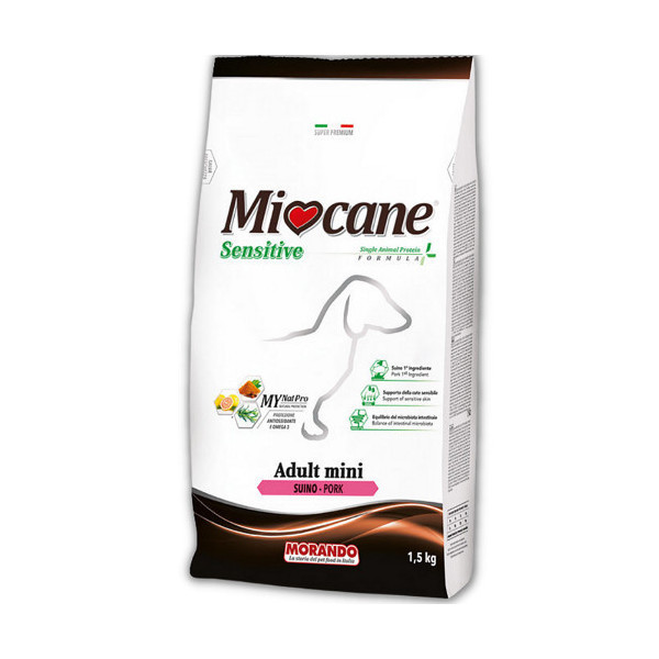 Монопротеиновый сухой корм Morando MioCane Mini Sensitive Monoprotein для собак мелких пород, свинина, 1.5 кг