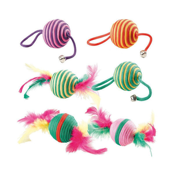 Мячики Ferplast PA 6110 Small Cord-Ball со шнуром и перьями