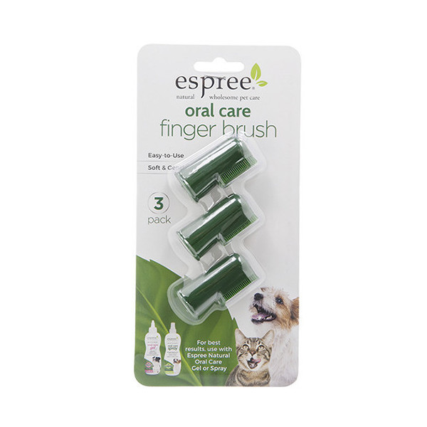 Набор из 3 щеток Espree Oral Care Fingerbrush для ухода за зубами и полостью рта для собак и кошек, 227 г