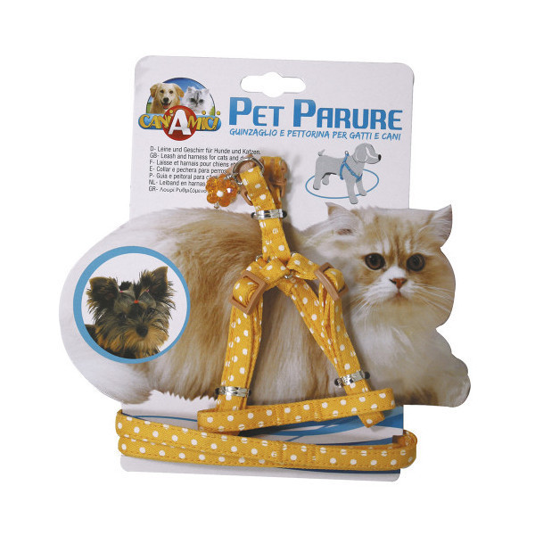 Набор ошейник с поводком Croci Gatto Pois для котов, нейлон, 23-33×1 см/120×1 см