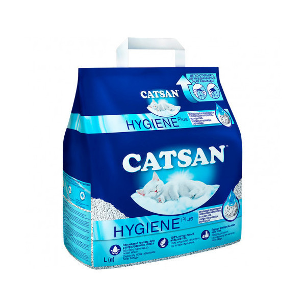 Наполнитель Catsan Hygiene Plus для кошачьего туалета, впитывающий, 2.6 кг (5 л)