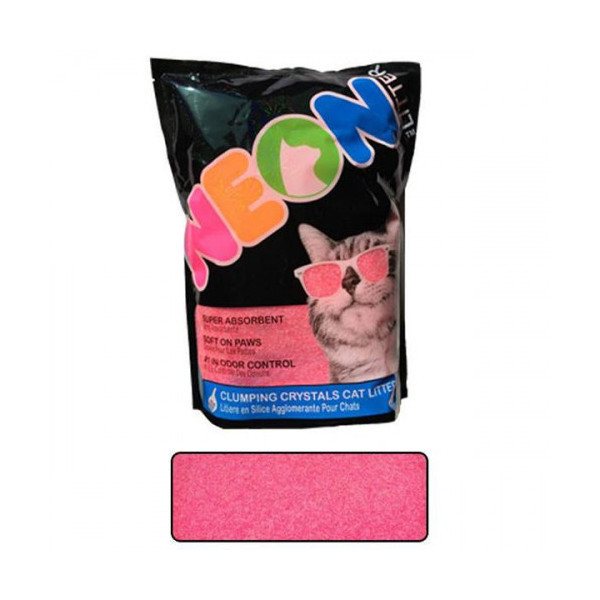 Наполнитель Neon Litter Clump комкующийся, кварцевый, неоновый, розовый, 1.81 кг