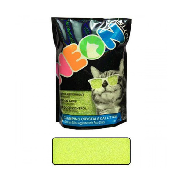 Наполнитель Neon Litter Clump комкующийся, кварцевый, неоновый, зеленый, 1.81 кг