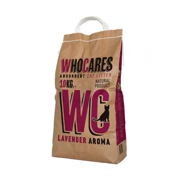 Наполнитель WC WhoCares Lavander впитывающий, в кошачий туалет с запахом лаванды, 5 кг
