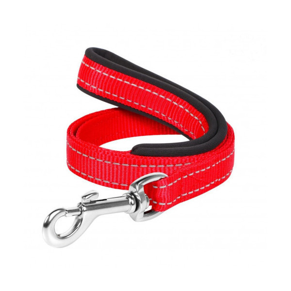 Нейлоновый поводок Dog Extreme с прорезининой ручкой для собак 14 мм, 122 см, красный