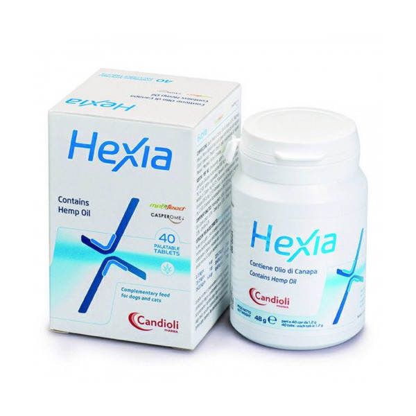 Обезболивающая добавка Candioli Hexia Contains Hemp Oil с экстрактом босвеллии для собак и кошек, 40 шт