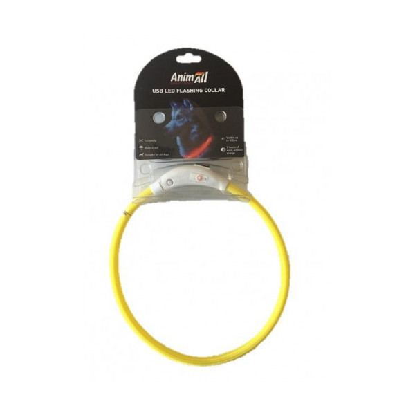 Ошейник AnimAll LED для собак, размер L, 70 см, желтый