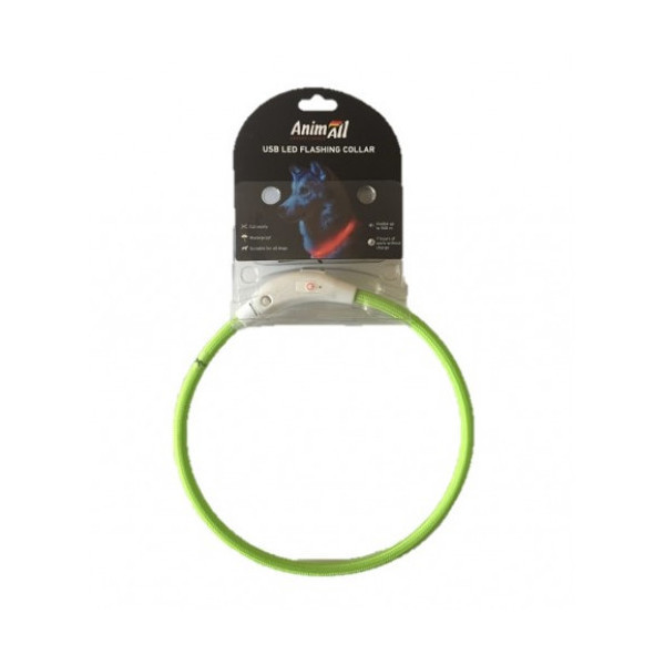 Ошейник AnimAll LED для собак, размер M, 50 см, зеленый