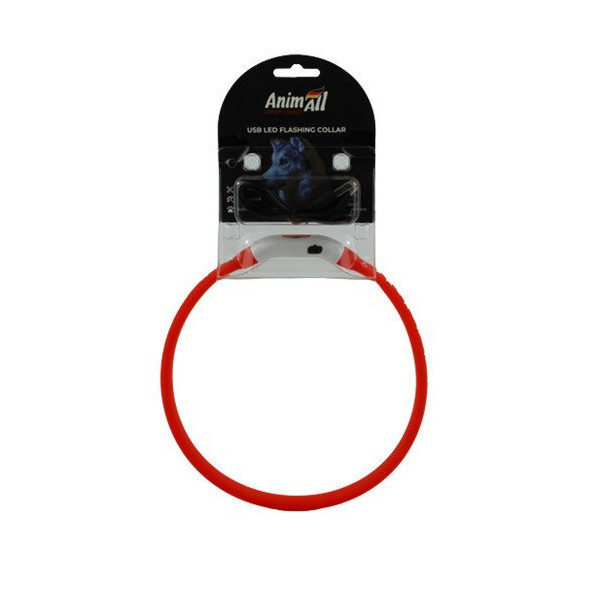 Ошейник AnimAll LED для собак, размер M, 55 см, красный