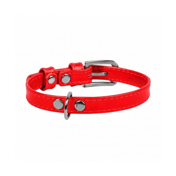 Ошейник Brilliance без украшений, для щенков и мелких собак, ширина 9 мм, 18-21 см, красный