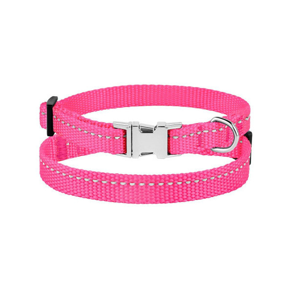 Ошейник BronzeDog Active, для собак и кошек, нейлоновый, фастекс хром, розовый, 18-28×1 см