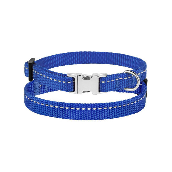 Ошейник BronzeDog Active, для собак и кошек, нейлоновый, фастекс хром, синий, 18-28×1 см