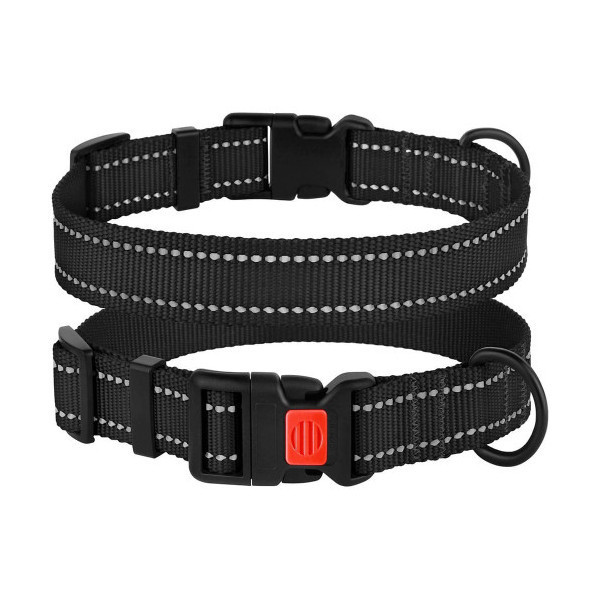 Ошейник BronzeDog Active, для собак, нейлоновый, фастекс пластик, чёрный, 43-66×2.5 см