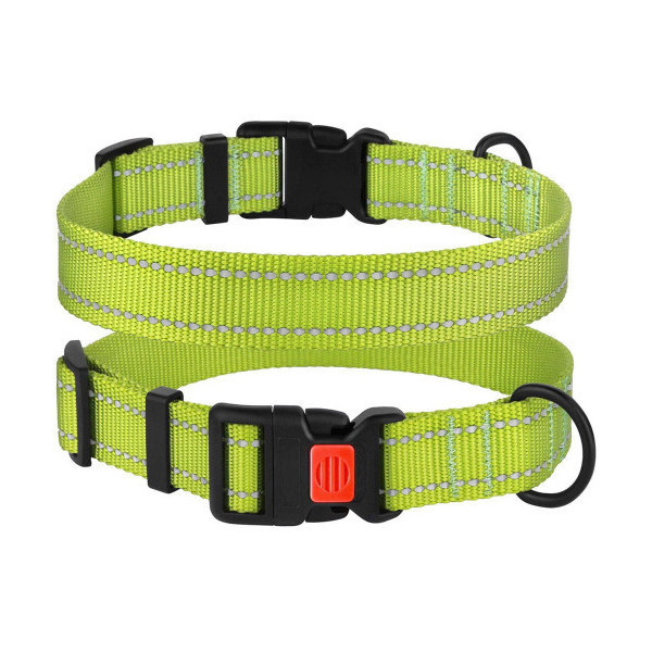 Ошейник BronzeDog Active, для собак, нейлоновый, фастекс пластик, салатовый, 30-40×2 см