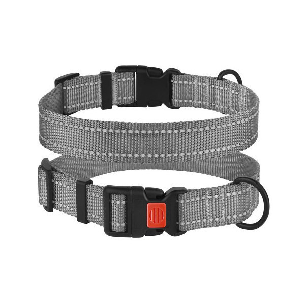 Ошейник BronzeDog Active, для собак, нейлоновый, фастекс пластик, серый, 25-33×1.6 см