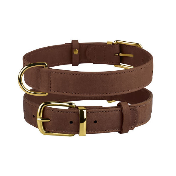 Ошейник BronzeDog Crazy, для собак, кожаный, коньяк, 46-60×3 см