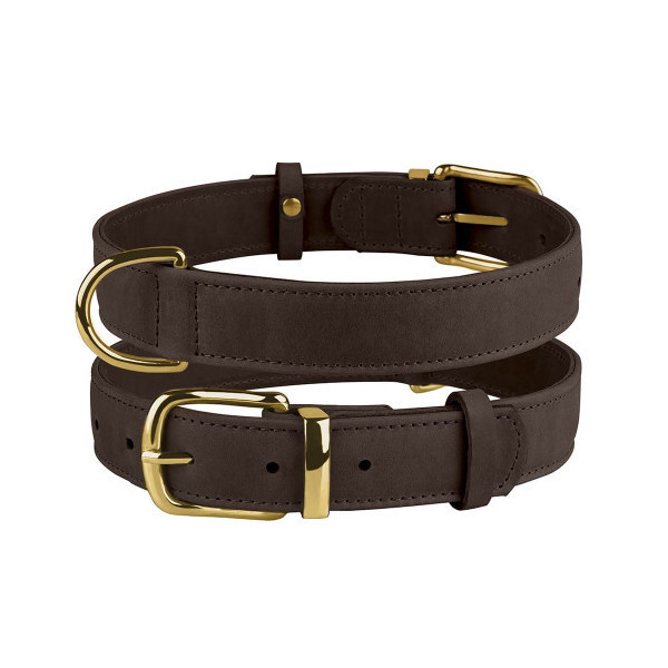 Ошейник BronzeDog Crazy, для собак, кожаный, тёмно-коричневый, 46-60×3 см