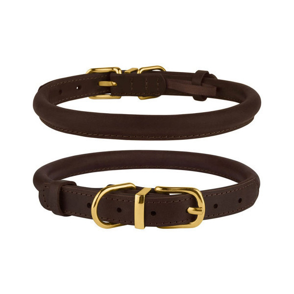Ошейник BronzeDog Premium Crazy, для собак, кожаный, тёмно-коричневый, 30-40×0.9 см