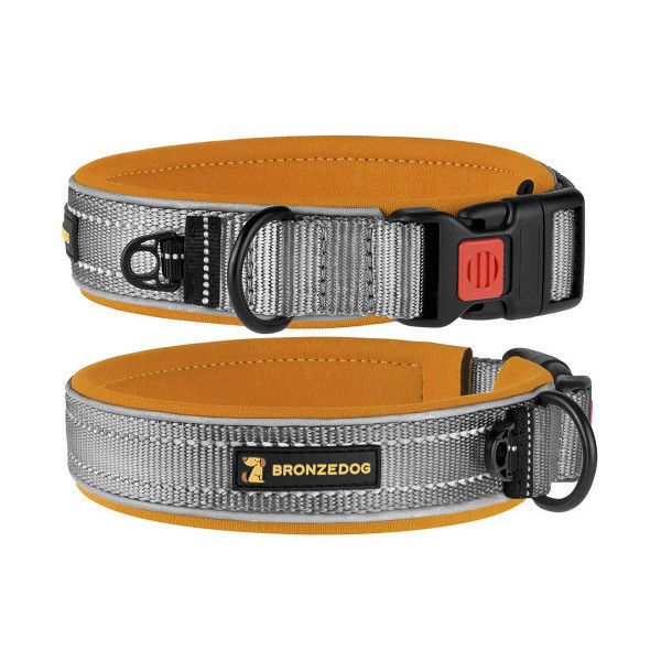 Ошейник BronzeDog Sport, для собак, неопрен, фастекс пластик, серо-оранжевый, 36-43×2 см