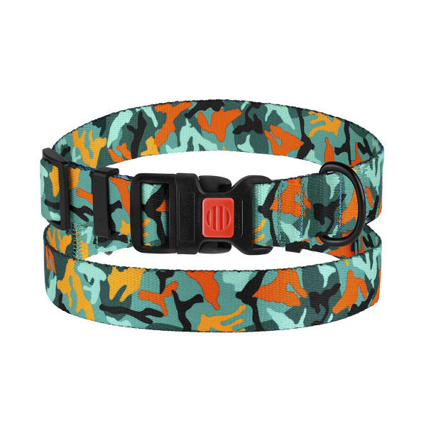 Ошейник BronzeDog Urban Camo, для собак, нейлоновый, фастекс пластиковый, зелёный, 30-40×2 см