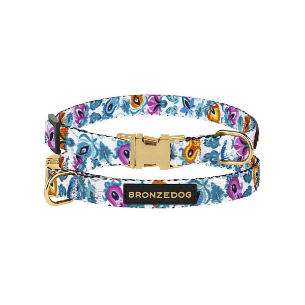 Ошейник BronzeDog Urban Folk, для собак и кошек, нейлоновый, фастекс металлический, белый, 18-28×1 см