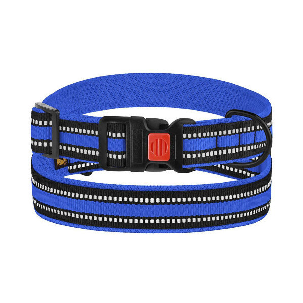 Ошейник BronzeDog Urban Mesh, для собак, нейлон и 3-D сетка, фастекс пластик, синий, 30-40×2 см