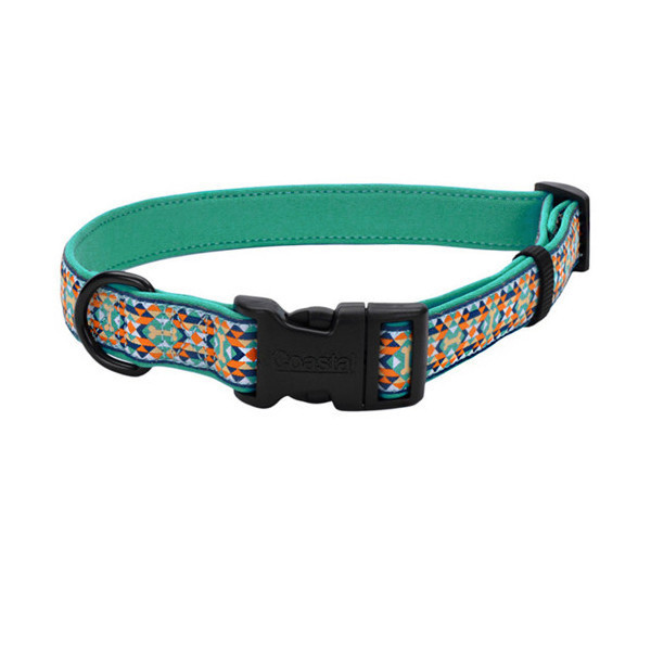 Ошейник Coastal Ribbon Weave Collar для собак, темно-бирюзовый с косточками, 30-45×1.6 см