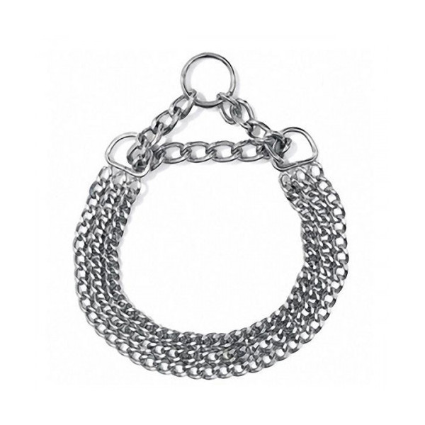 Ошейник Flamingo Collar 3-Fold трехрядный, цепочка для собак, металл, 60 см, 2.5 мм