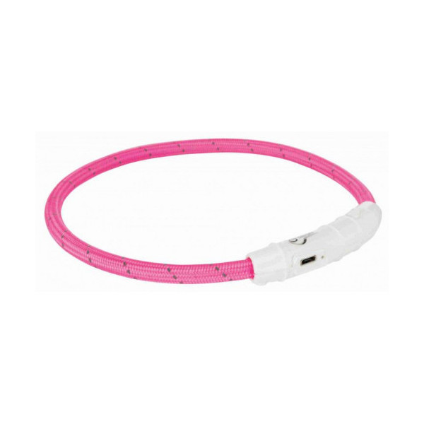 Ошейник Trixie Flash Light USB XS-S светящийся, с отражающей полосой, 35 см х 7 мм, розовый