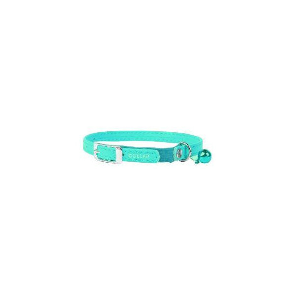 Ошейник Waudog Glamour без украшений, с резинкой, для котов, ширина 22-30 см, 9 мм, ментоловый