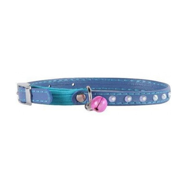 Ошейник Waudog Glamour с резинкой, клеевые стразы, для котов, 9 мм х 22-30 см, ментоловый