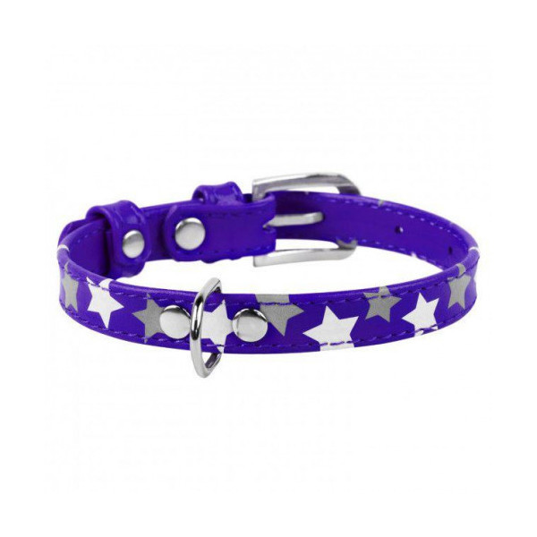 Ошейник Waudog Glamour с узором "Звёздочка", ширина 35 мм, длина 46-60 см, фиолетовый
