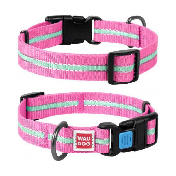 Ошейник Waudog Nylon светонакопительный, ширина 15 мм, длина 23-35 см, розовый