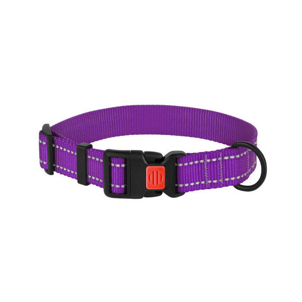 Ошейник нейлоновый BronzeDog Active для собак, со светоотражением, 16 мм/25-33 см, фиолетовый, 50Т