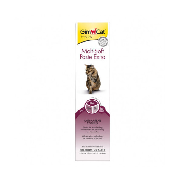 Паста GimCat Malt-Soft Extra, для кошек, для выведения шерсти и улучшения моторики желудка, 20 г