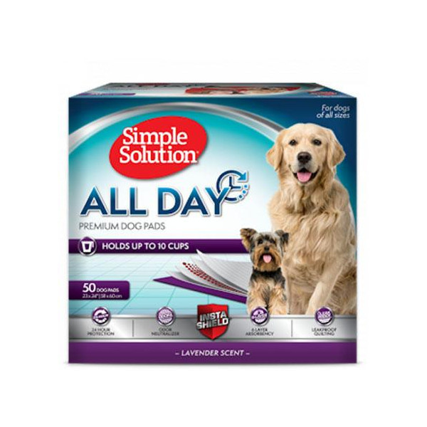 Пеленки Simple Solution All Day Premium Dog Pads с ароматом лаванды, 60 х 58 см, 50 шт