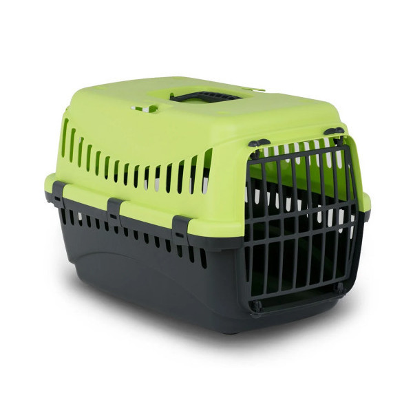 Переноска Bergamo Gipsy 2 Large Green для собак до 12 кг, пластиковая дверь, чёрно-зелёный, 58×38×38 см