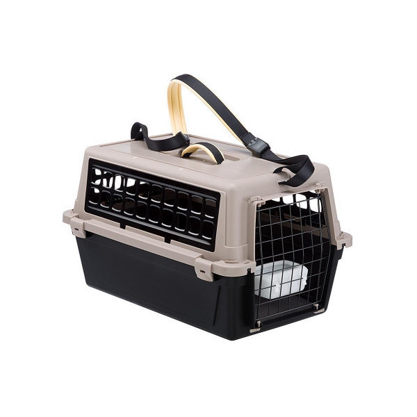 Переноска с ремнём Ferplast Carrier Atlas 10 Trendy Plus для кошек и собак, бежево-чёрная, 48.5×32.5×29 см