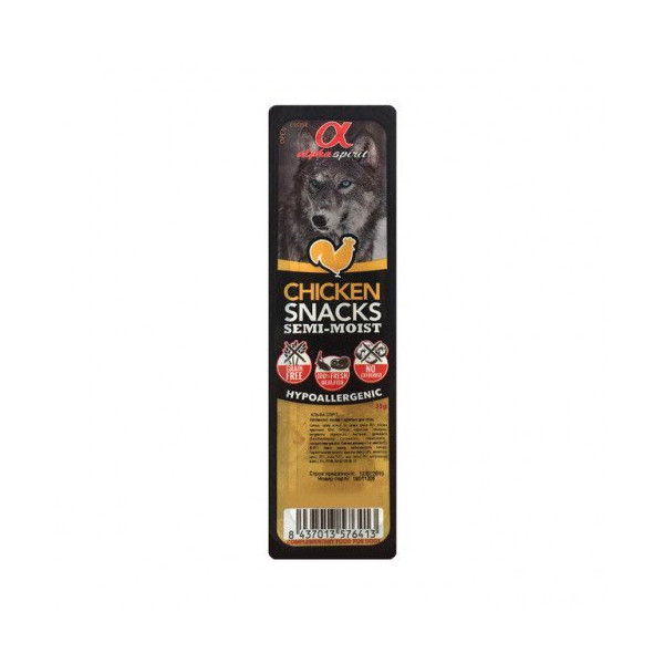 Полувлажное лакомство Alpha Spirit Chicken Dog Snacks для собак всех пород cо вкусом курицы, 35 г
