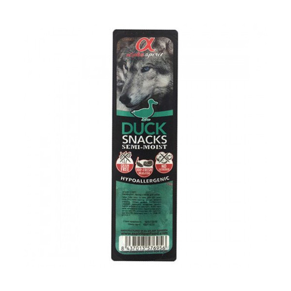 Полувлажное лакомство Alpha Spirit Snacks Duck для собак всех пород cо вкусом утки, 35 г