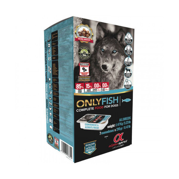 Полувлажный корм Alpha Spirit Semi-moist Only Fish для собак всех пород и возрастов, с рыбой, 1,5 кг x 7