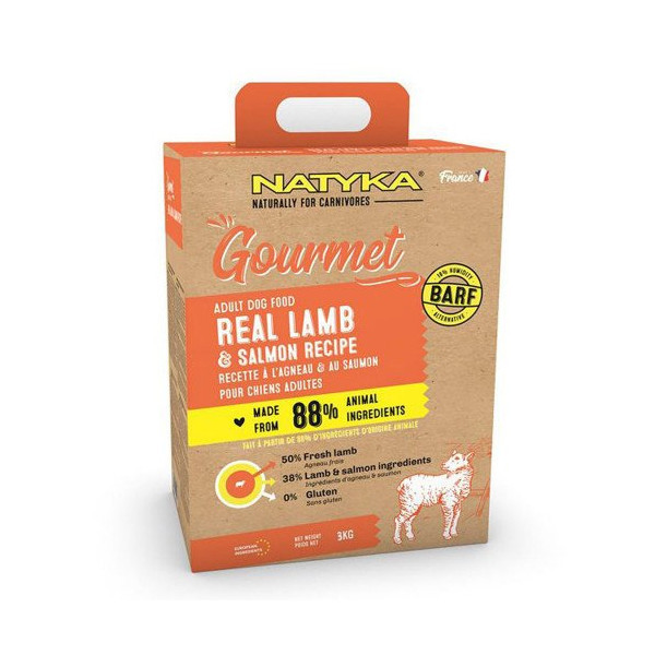 Полувлажный корм Natyka Gourmet Adult Lamb&Salmon для взрослых собак, рецепт с ягненком и лососем, 3 кг