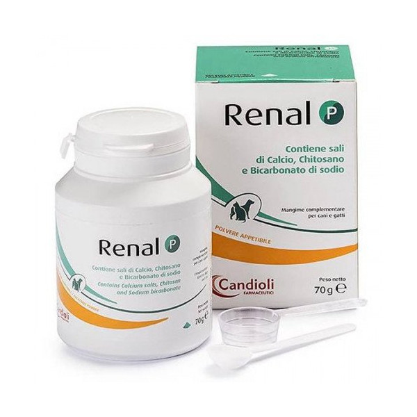 Порошок Candioli Renal P при хронической почечной недостаточности для котов и собак, 70 г