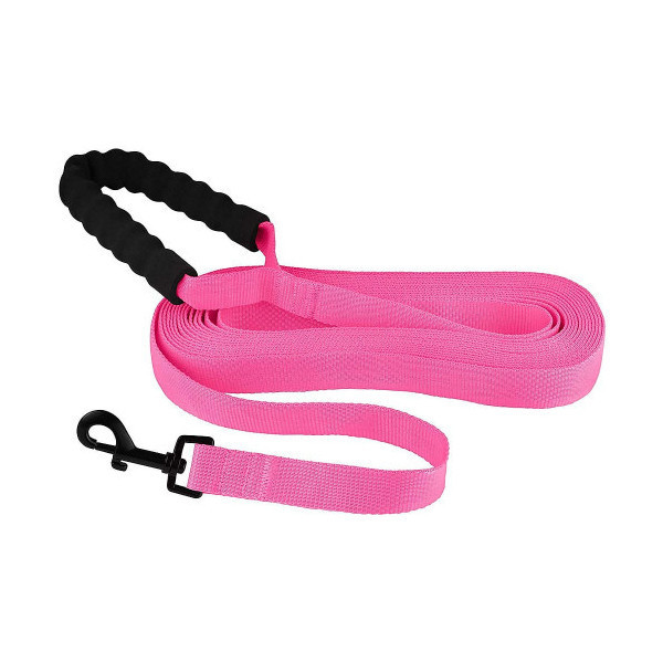 Поводок BronzeDog Active для собак, нейлоновый с мягкой ручкой, розовый, 6 м×2.5 см