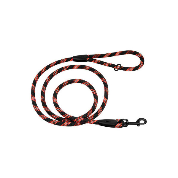Поводок BronzeDog Active для собак, светоотражающий, чёрно-оранжевый, 183×0.6 см