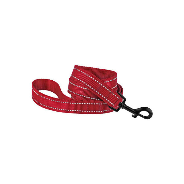Поводок BronzeDog Active для собак, светоотражающий нейлон, красный, 152×2.5 см
