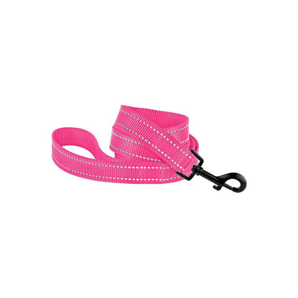 Поводок BronzeDog Active для собак, светоотражающий нейлон, розовый, 152×1 см