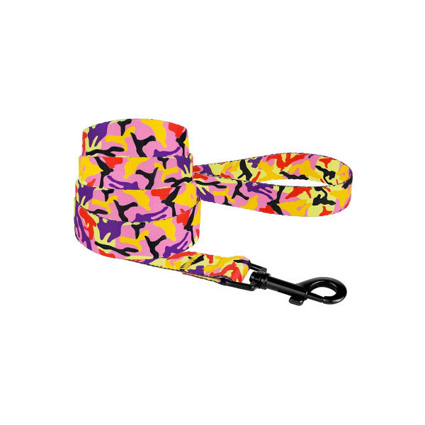 Поводок BronzeDog Camo для собак, нейлон, оранжевый, 152×2.5 см