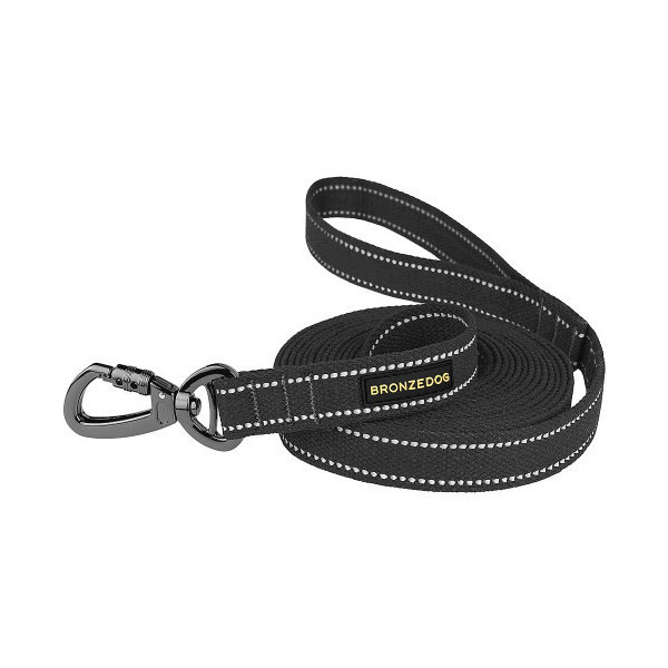 Поводок BronzeDog Cotton для собак, брезент с карабином на замке, графит, 500×2 см