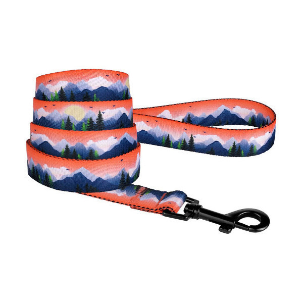 Поводок BronzeDog Travel для собак, нейлон, принт горы, 152×2 см